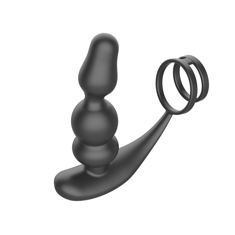 Wireless Remote Control Double Ring Rotating Prostate Massager - Black