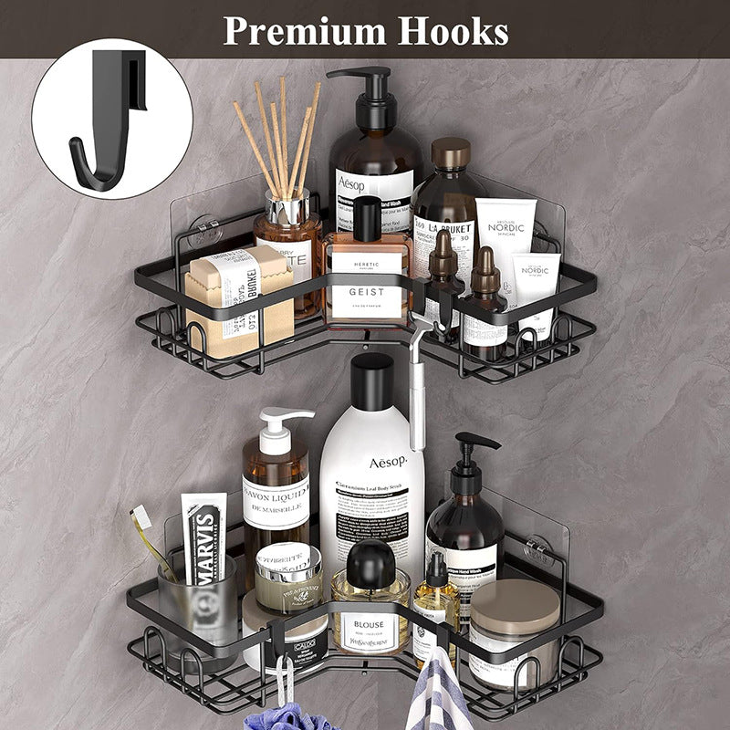Multi-Size Iron Triangle Bathroom Storage Rack Set - Modern Space Saver