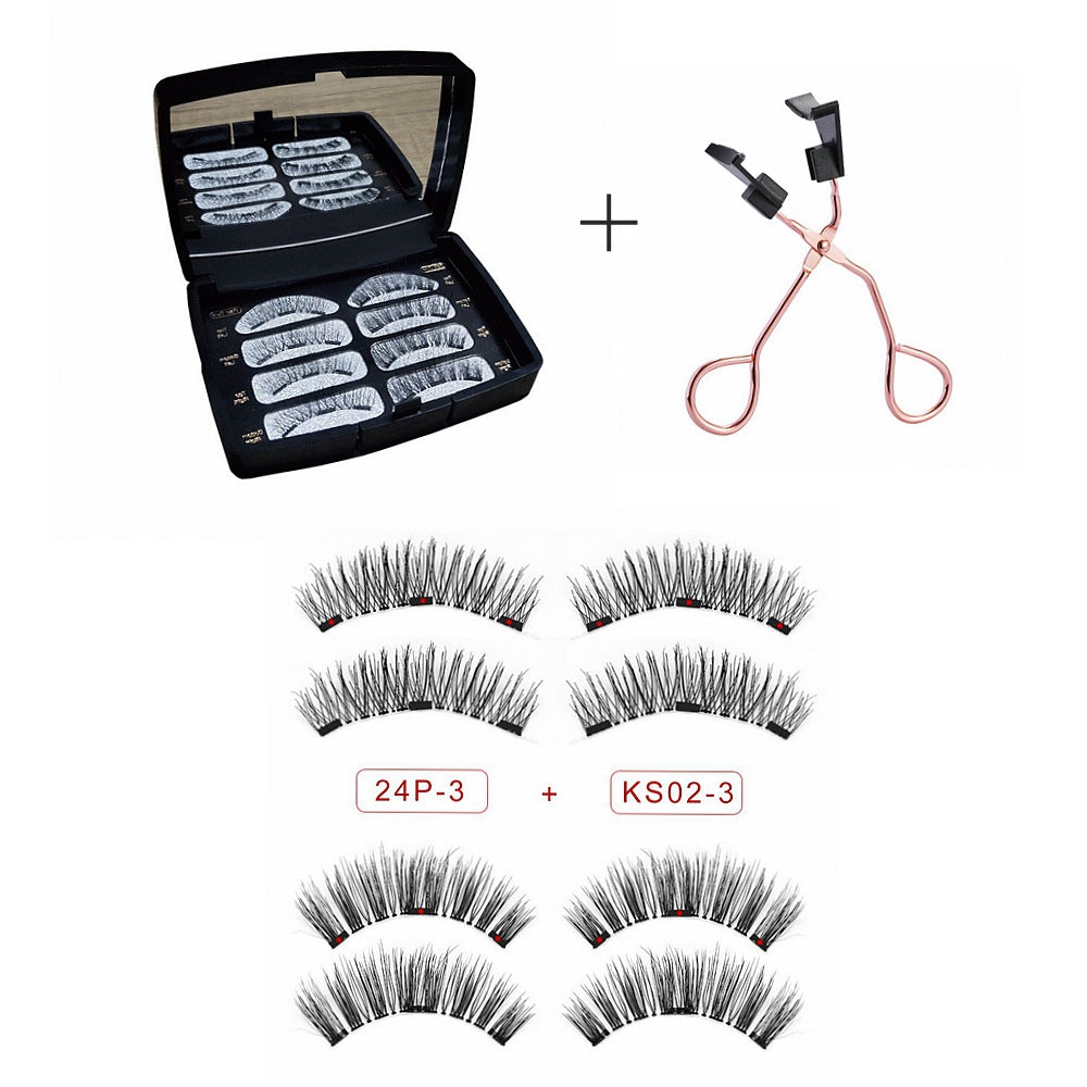 Magnet Eyelash Suit Natural & Thick False Eyelashes with Tweezers Set