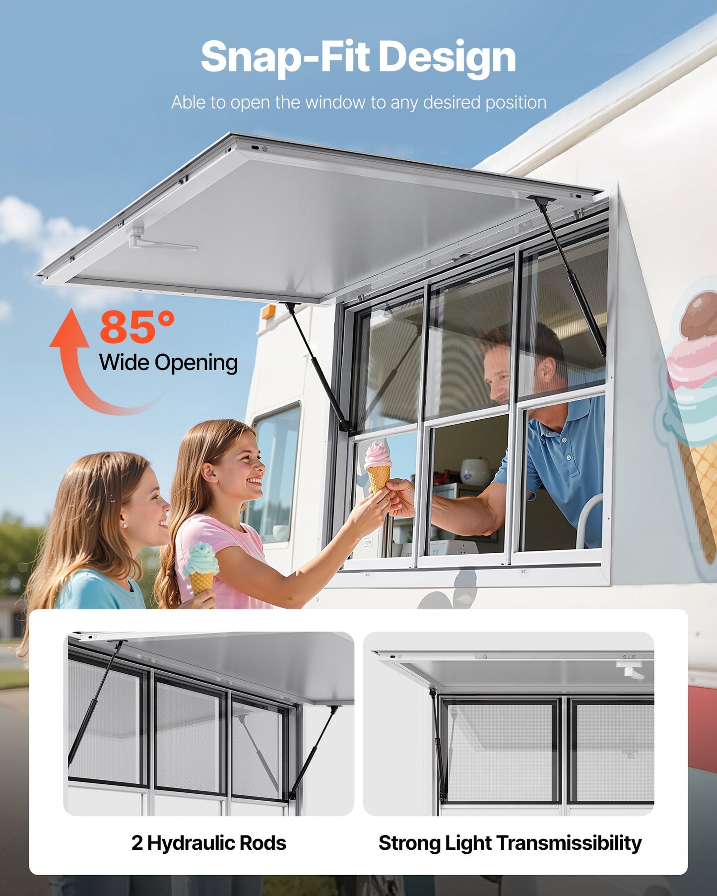 60x36 Inch Concession Stand Serving Window - Aluminum Awning