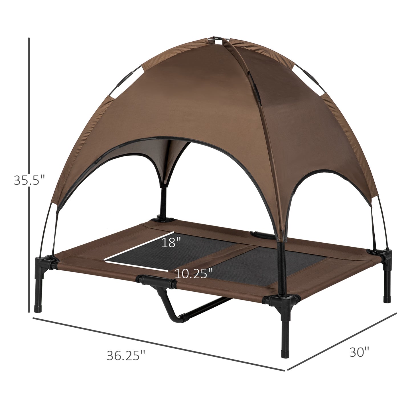 Portable Elevated Dog Bed with Canopy Shade - 36 Inch Support for Small Dogs