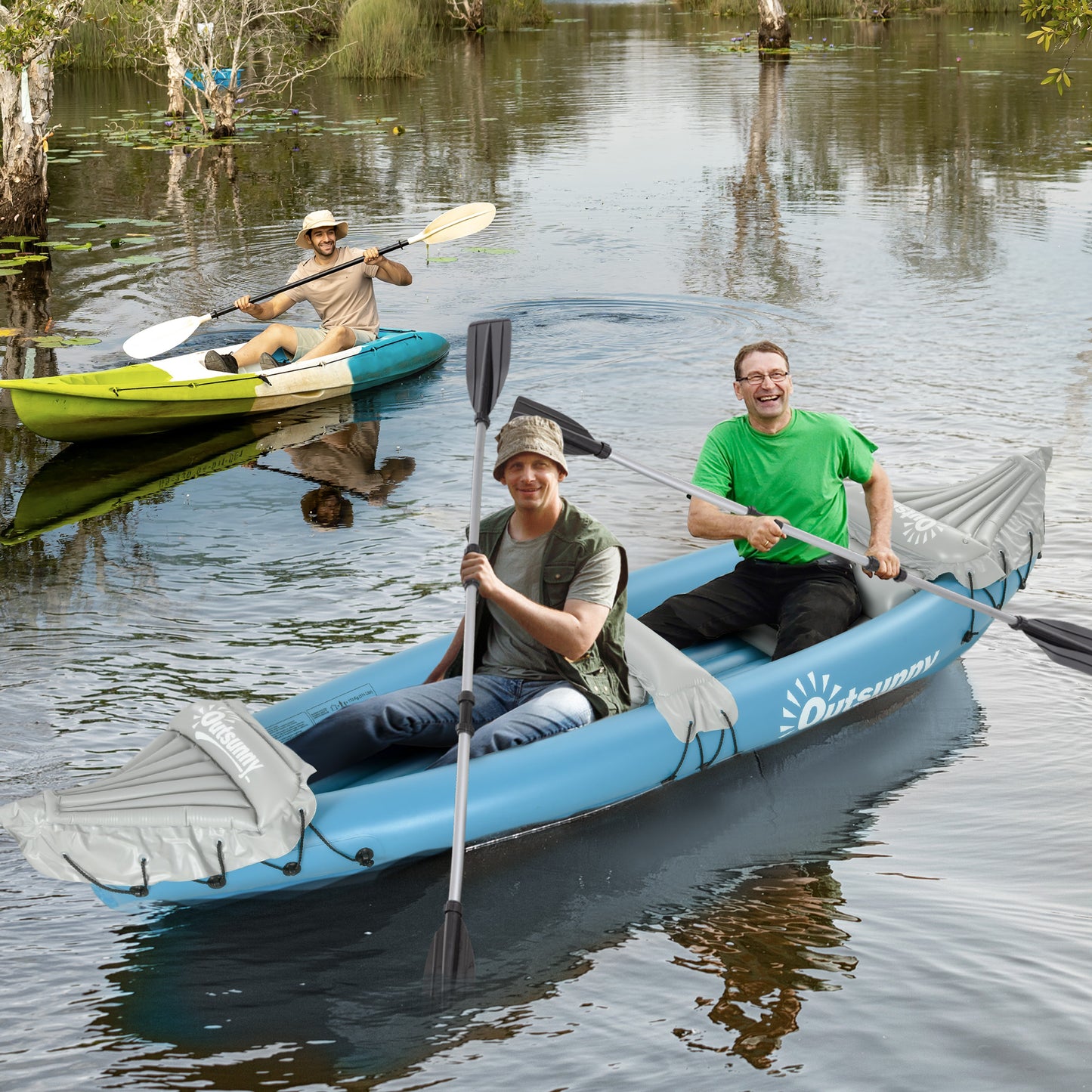 2-Person Inflatable Kayak with Paddles and Repair Kit - Blue