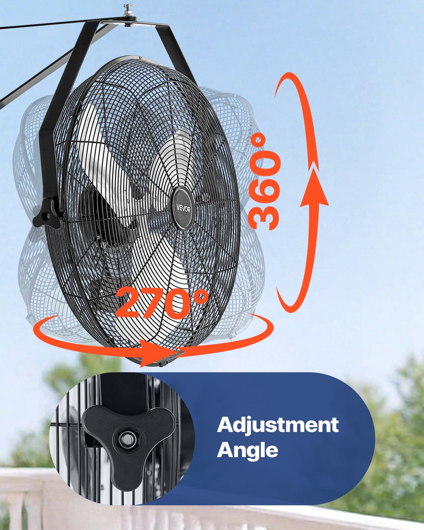 20 Inch Industrial Wall Mount Fan - High Velocity 4650 CFM with 3 Speeds for Workshop & Warehouse Cooling