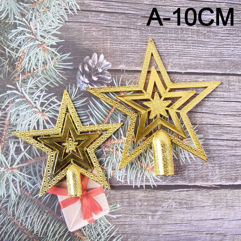 Christmas Tree Topper Star 10-20cm Electroplated Flat Five-Pointed Decoration