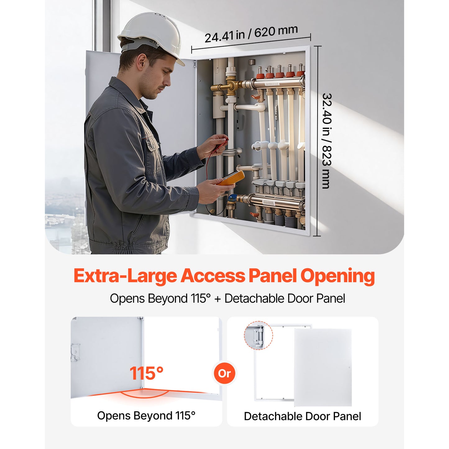 Galvanized Steel Access Panel for Drywall 33.2x25.2 in Hinged Service Door White