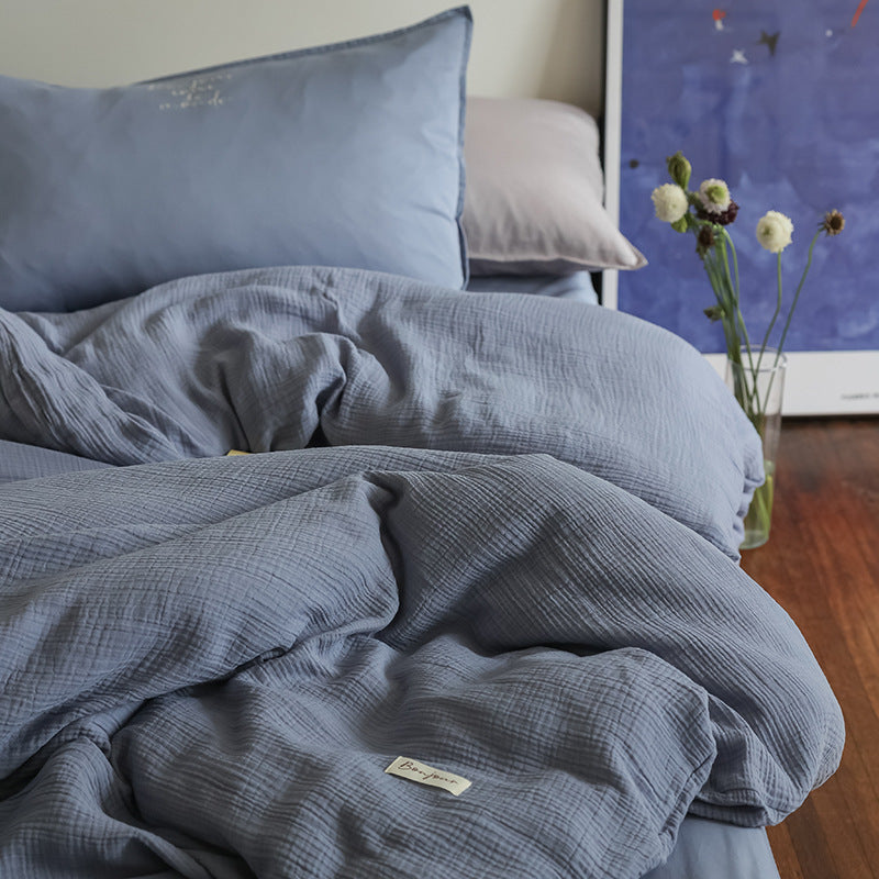 Four-Piece Double-Layer Yarn Summer Duvet Cover Bedding Set