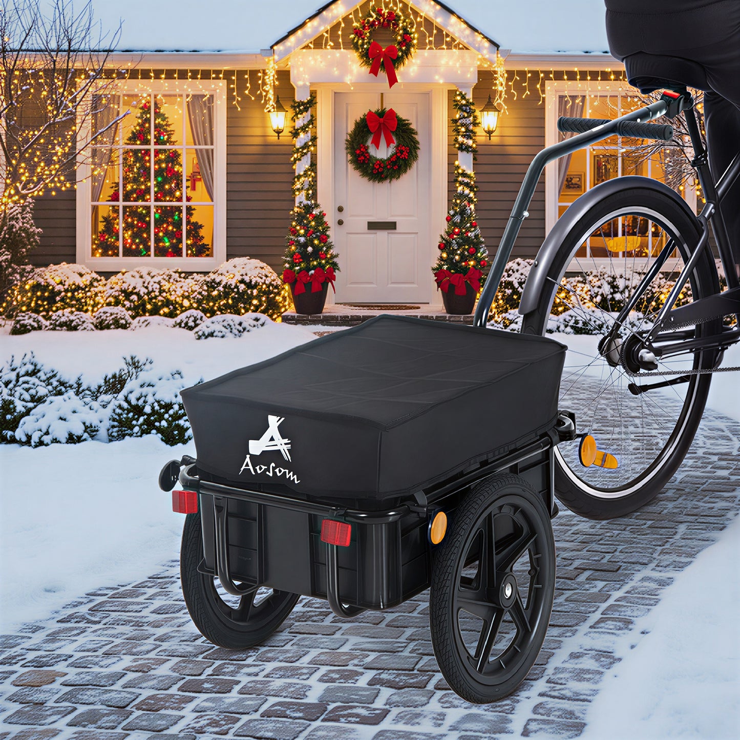 Bicycle Cargo Trailer with Waterproof Cover & Removable Box - Black