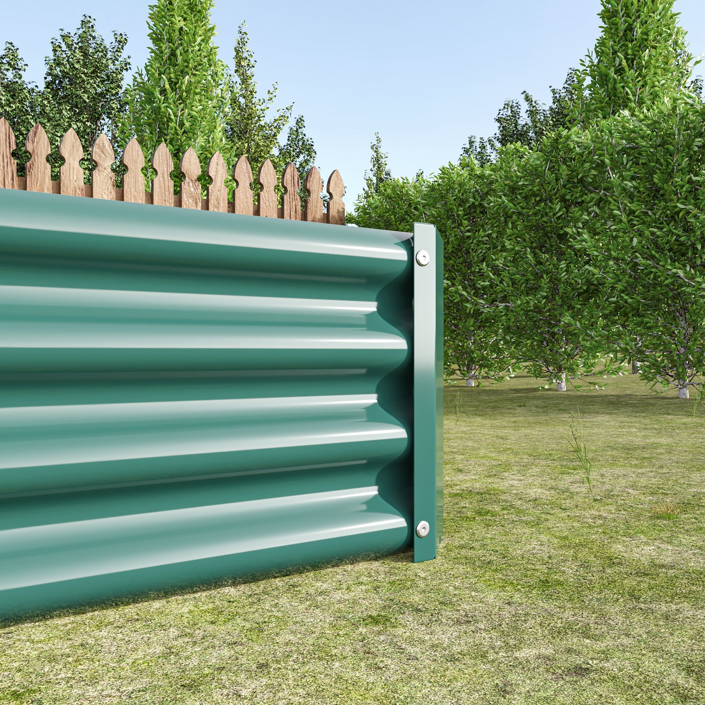 2-Piece Green Metal Raised Garden Planter Bed - 7.6' x 3.7'