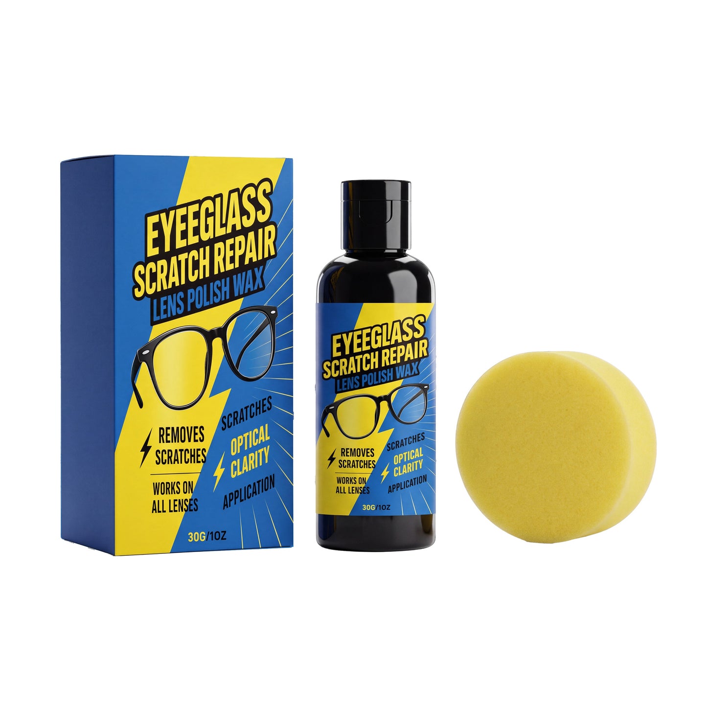 Eyeglass Scratch Care Cream - Clear Vision & Lens Protection, 30g with Sponge