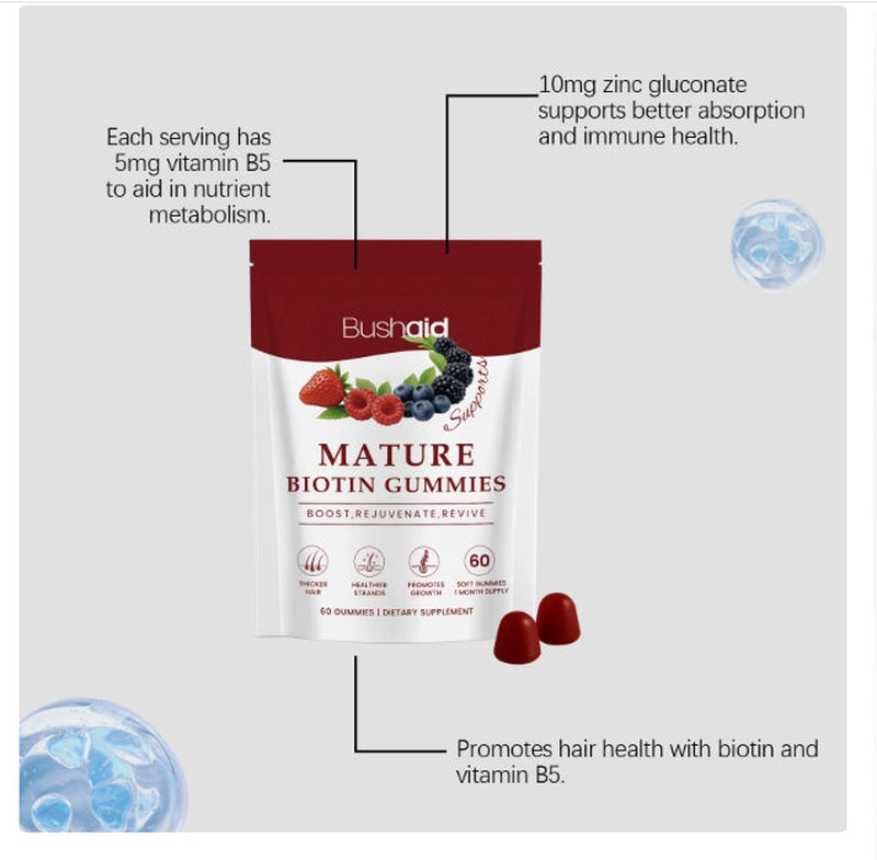 Hair Health Gummies - 60 Soft Candies with Vitamins & Biotin