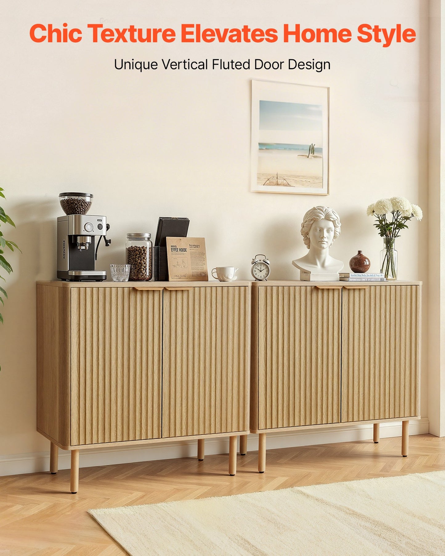 Mid Century Coffee Bar Cabinet with 2-Tier Storage Black - Elegant Kitchen & Living Room Storage