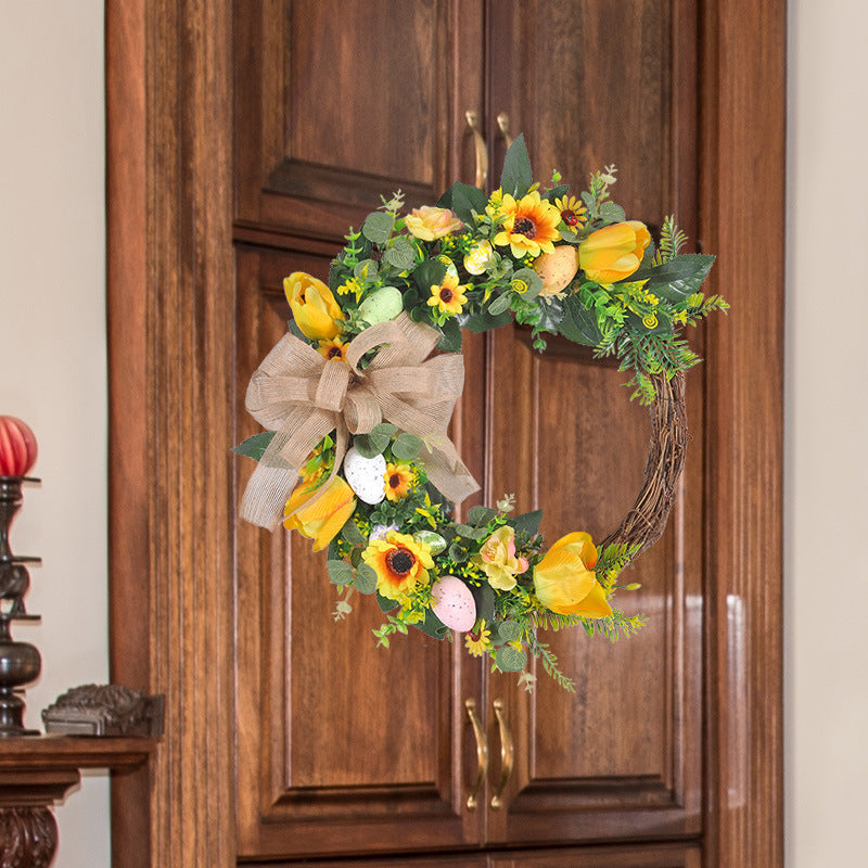 40cm Easter Rattan Door Hanging Wreath Home Decor
