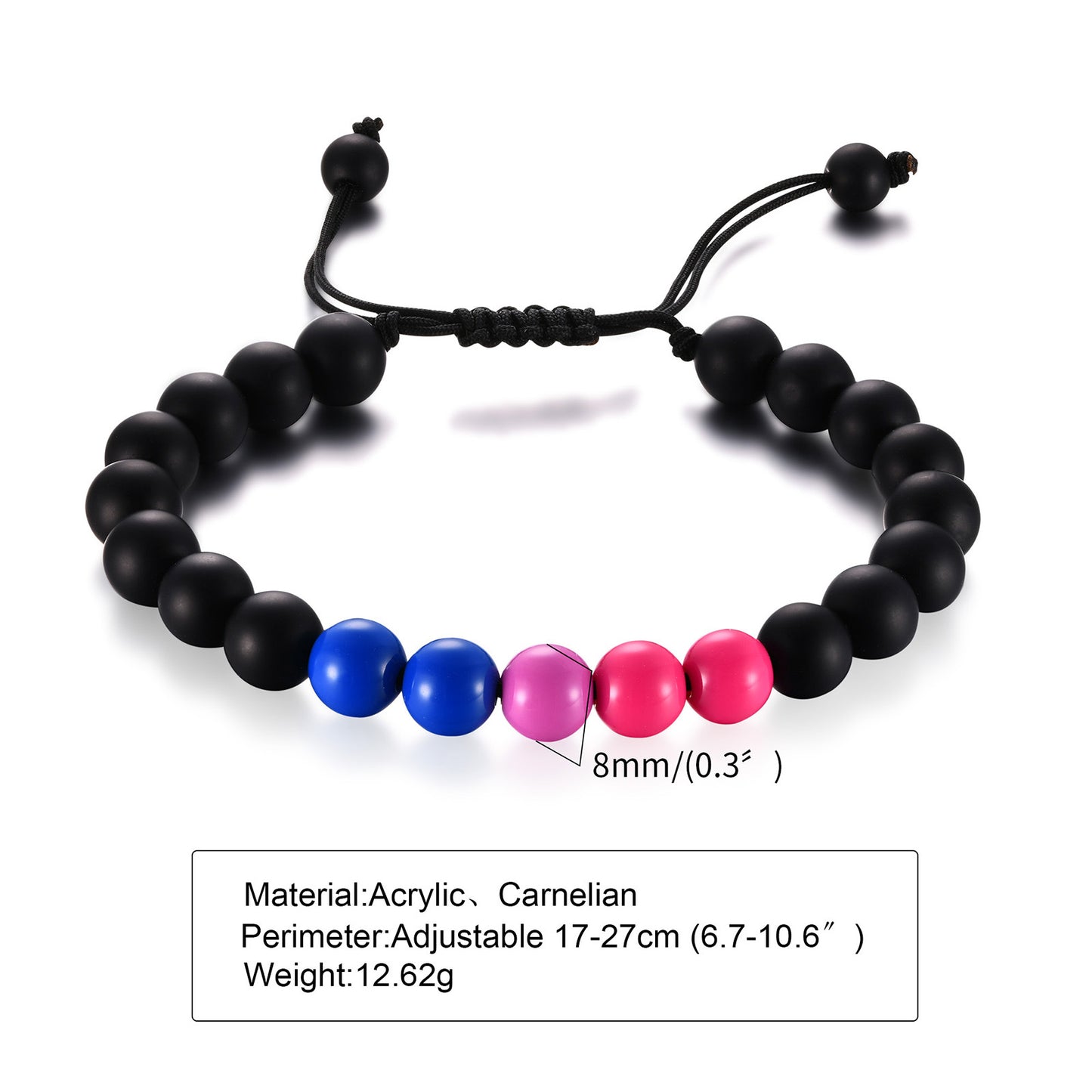 Black Agate Beaded Bracelet - Unisex Friendship Accessory