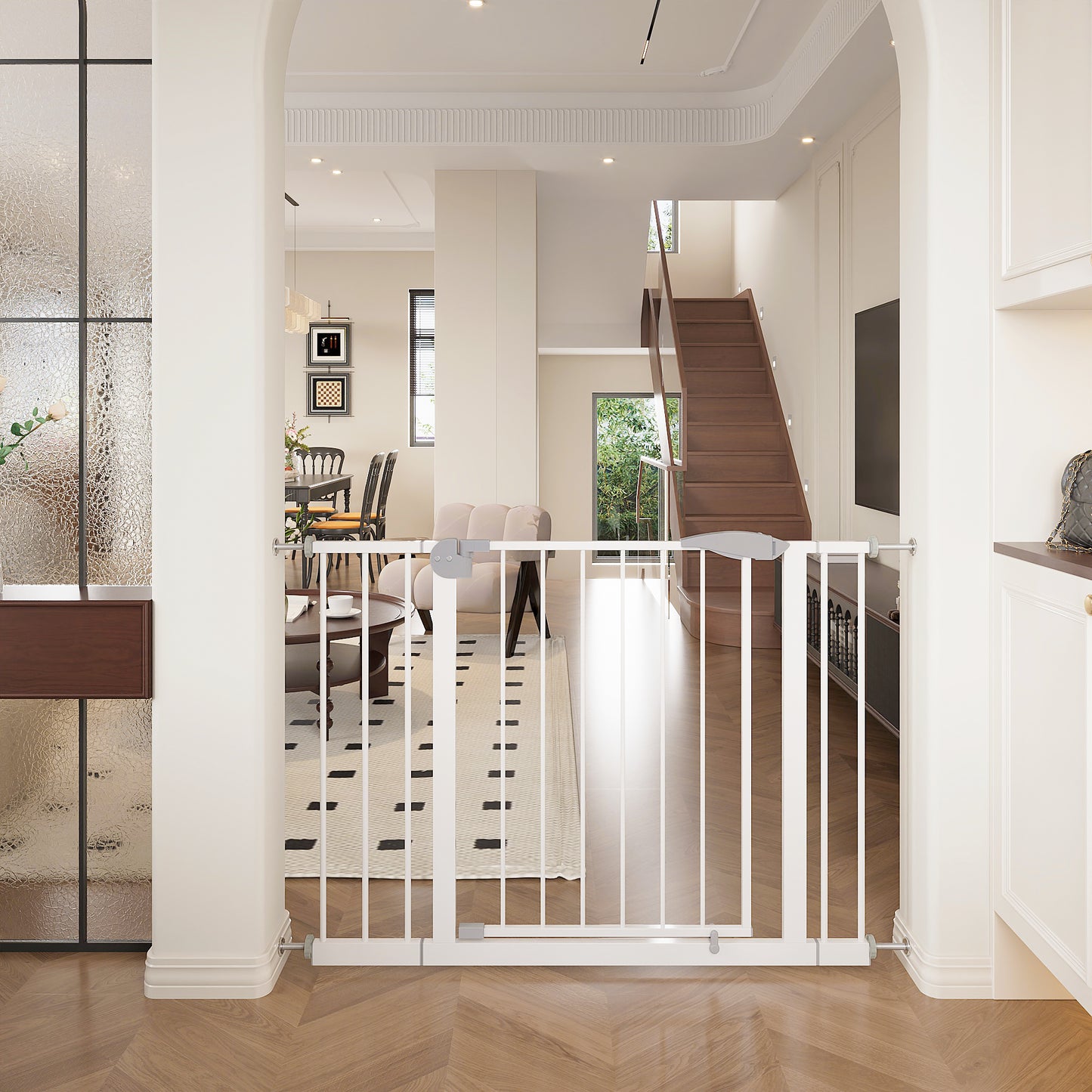 2-Pack Pressure-Mounted Baby Gate for Stairs & Doorways - White