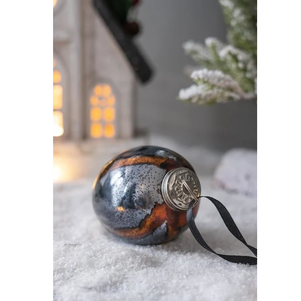 Set of 6 Black & Gold Egg Christmas Ornament Balls - 4"