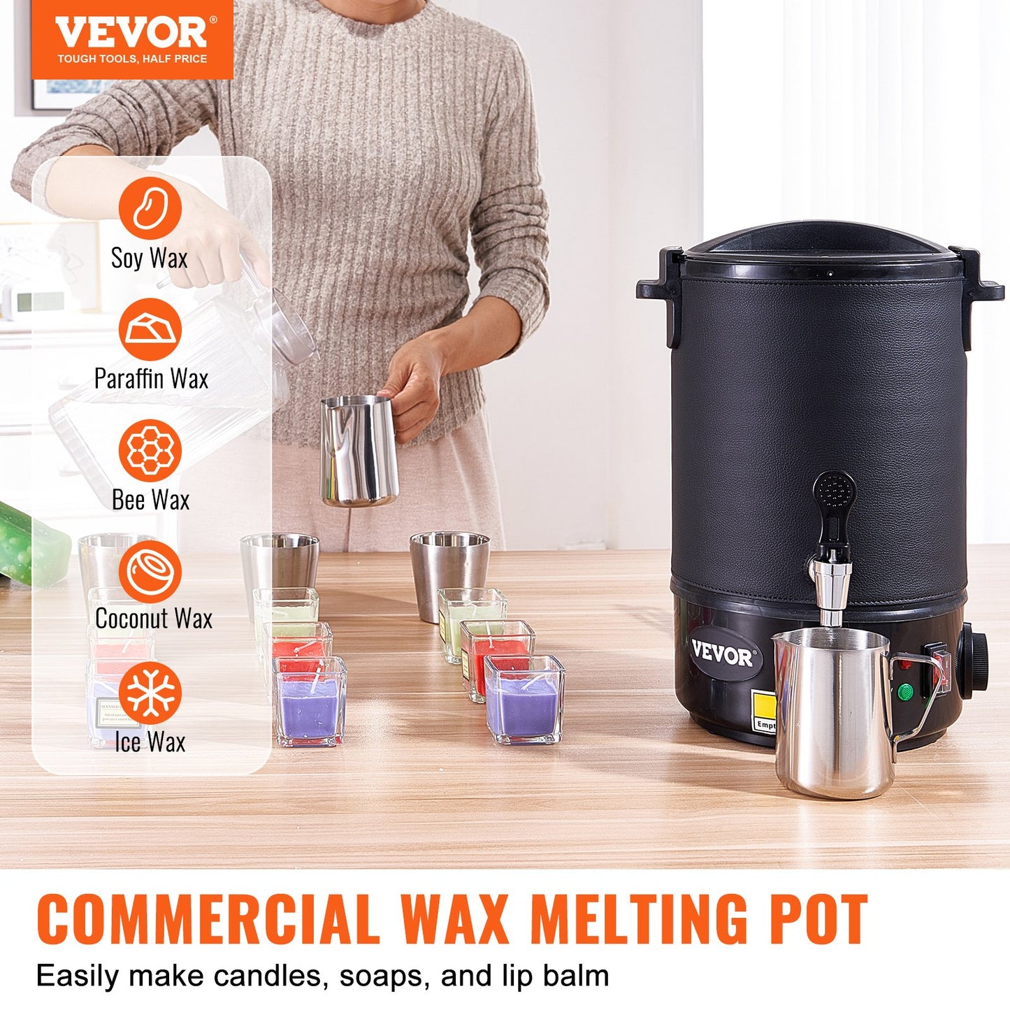 Electric Wax Melter for Candle Making - 6.5L Pot with Temperature Control