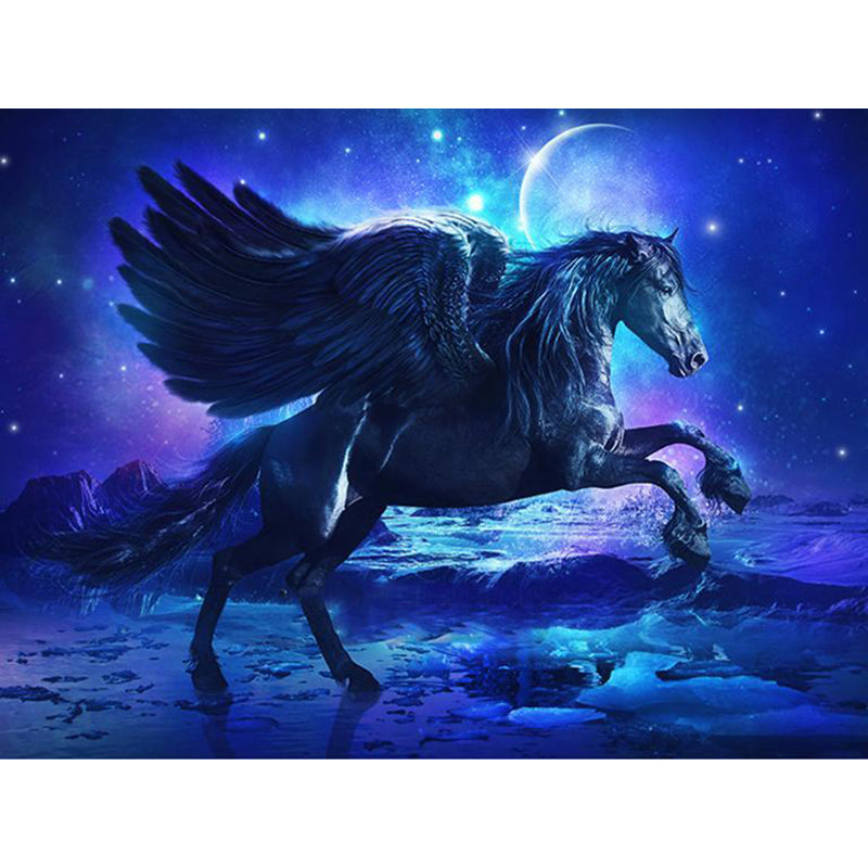 Diamond Painting Black Horse Racing Kit Full Square Cross Stitch Art DIY Home Decor