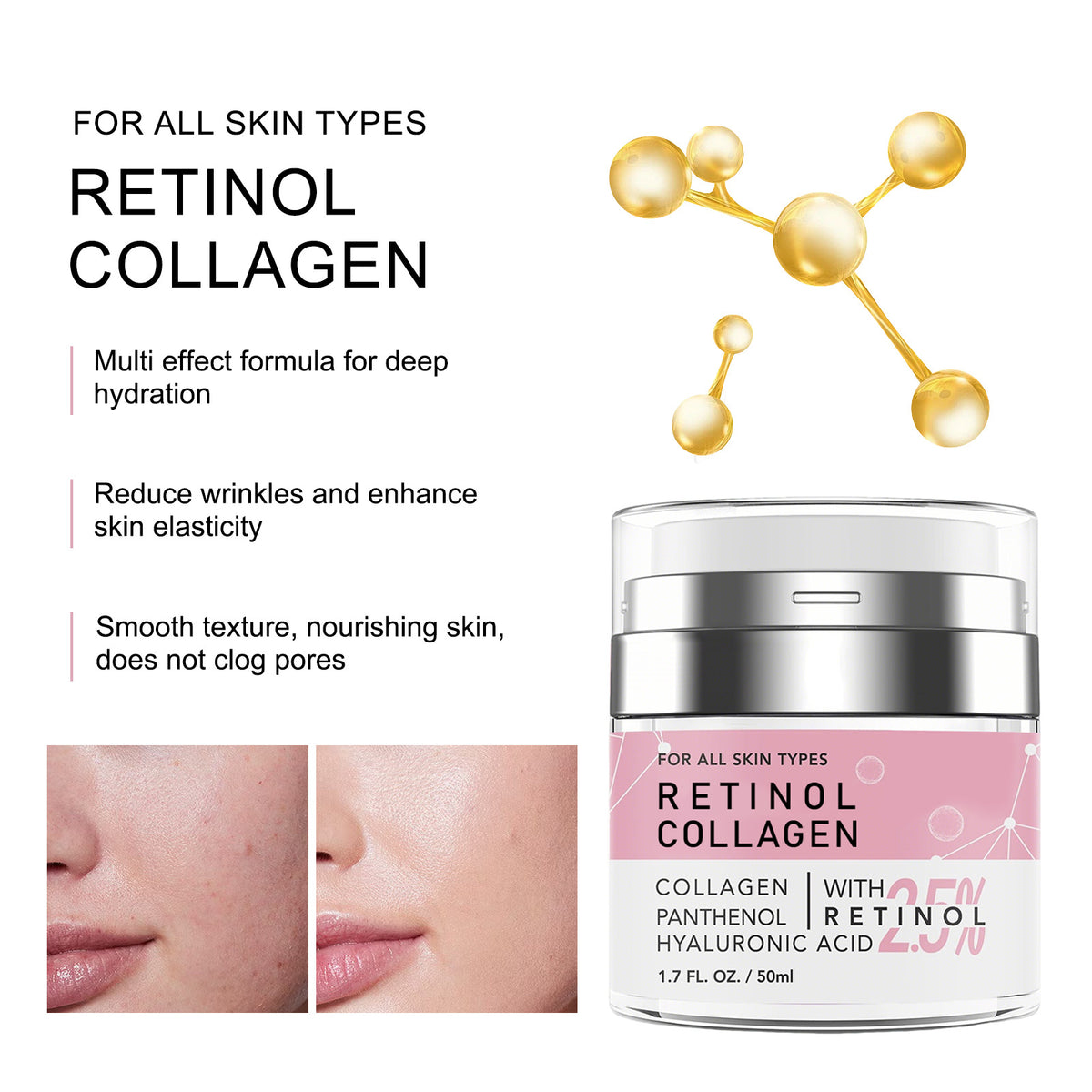Collagen Face Moisturizer Cream - Hydrating Facial Skincare 50ml