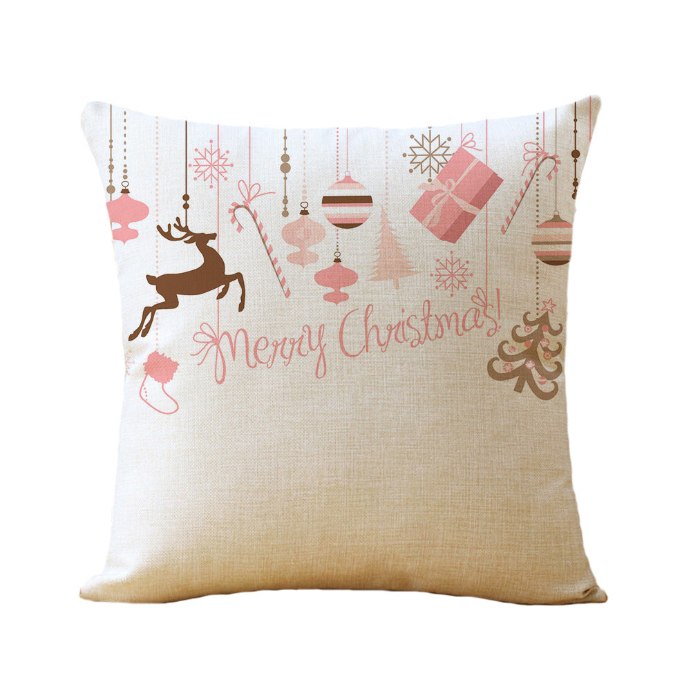 Christmas Printed Linen Pillowcase - Super Soft & Skin-Friendly Cushion Cover