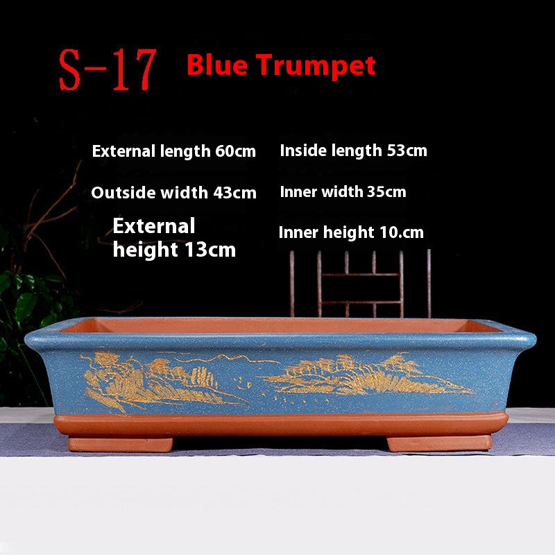 Rectangular Non-Porous Rockery for Bonsai Trees Garden Decor