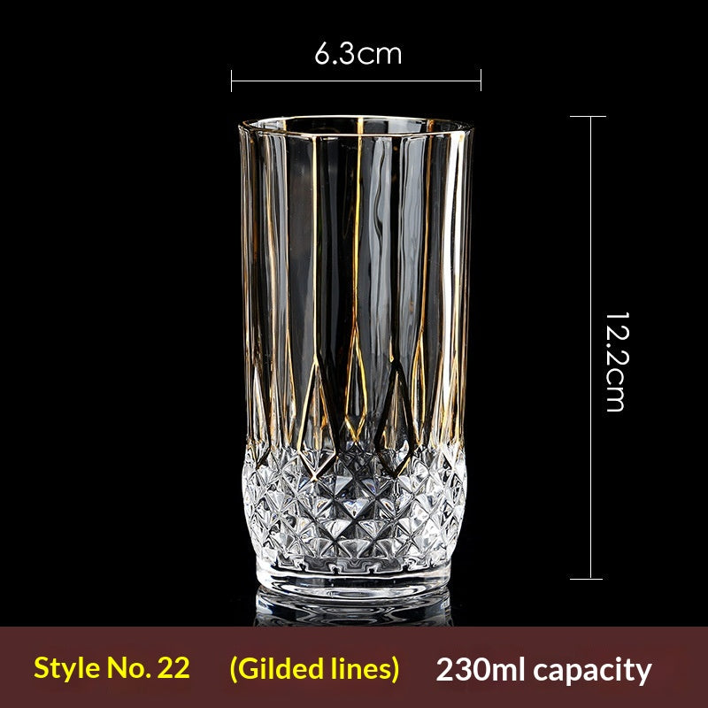 Large Gold-Trimmed Gin Crystal Glass - Vintage Drinkware for Bar & Kitchen