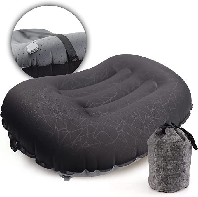 Inflatable Camping Pillow with Storage Bag - Outdoor Travel Pillow, Adjustable Size