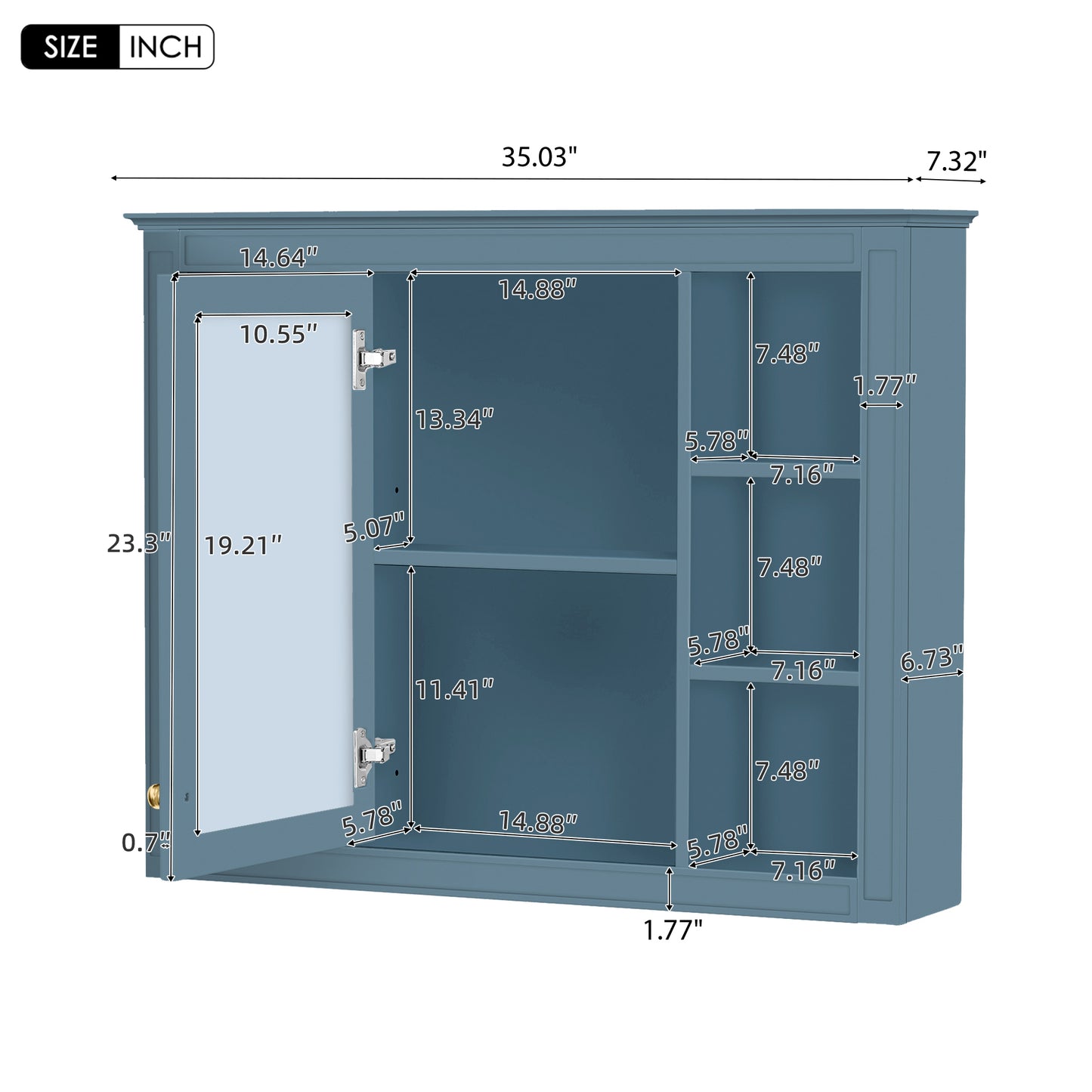 35'' x 28'' Wall Mounted Bathroom Storage Cabinet with Mirror - Indigo Blue