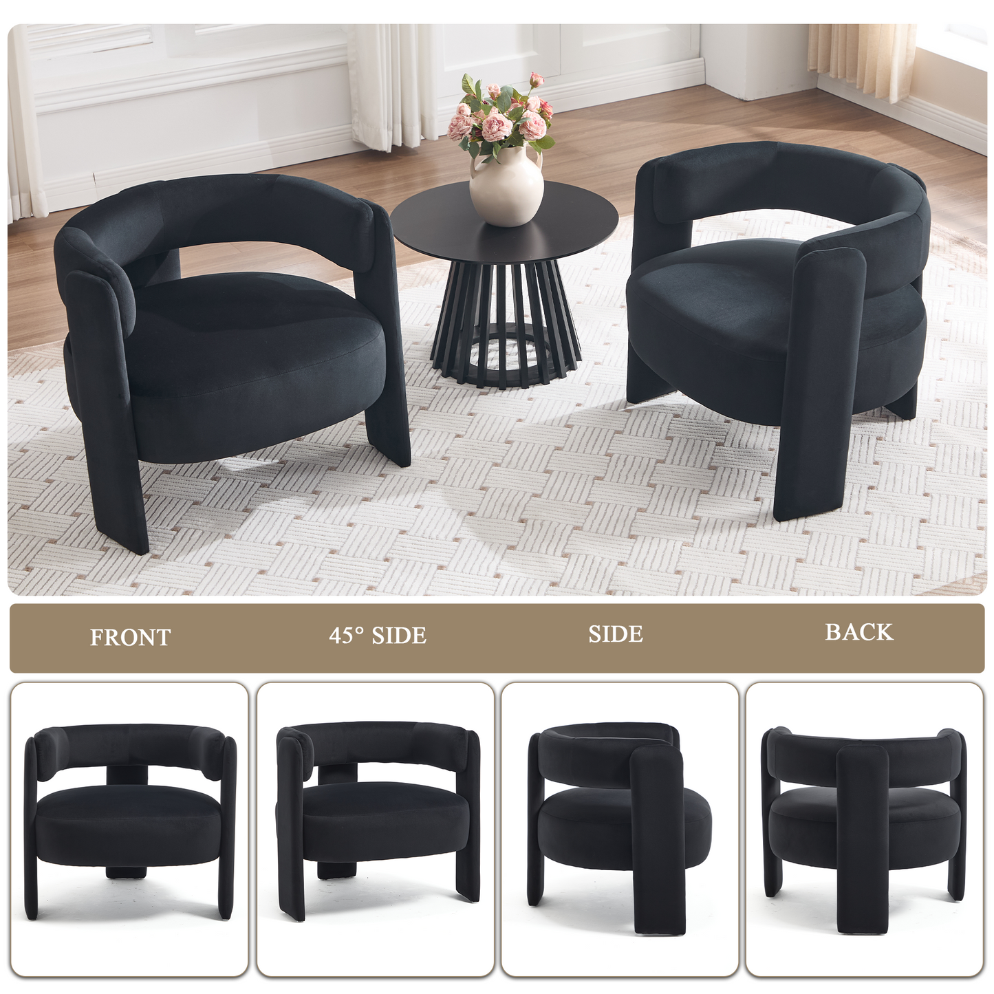 Modern Velvet Accent Chair - Comfy Single Sofa for Living Room