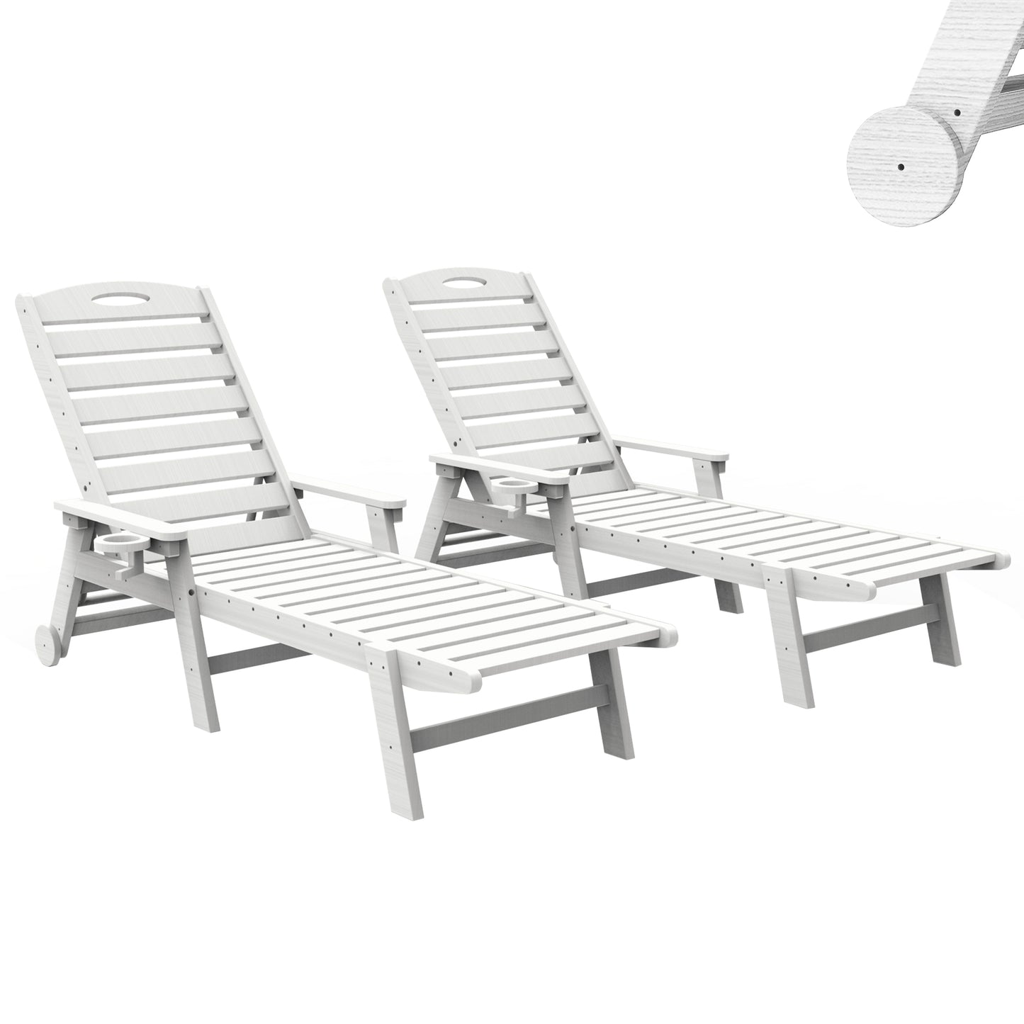 Outdoor Lounge Chairs Set Of 2, HDPE Pool Chaise For Poolside,