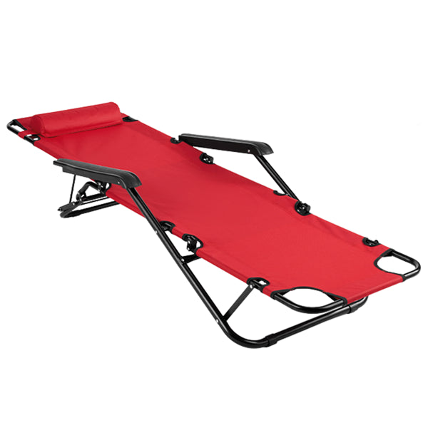 Portable Folding Reclining Chair - Red Dual Purpose