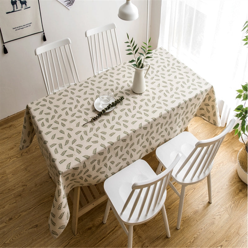 Cotton Linen Cloth Art Desk Cover - Rustic Pastoral Leaves, Multiple Sizes