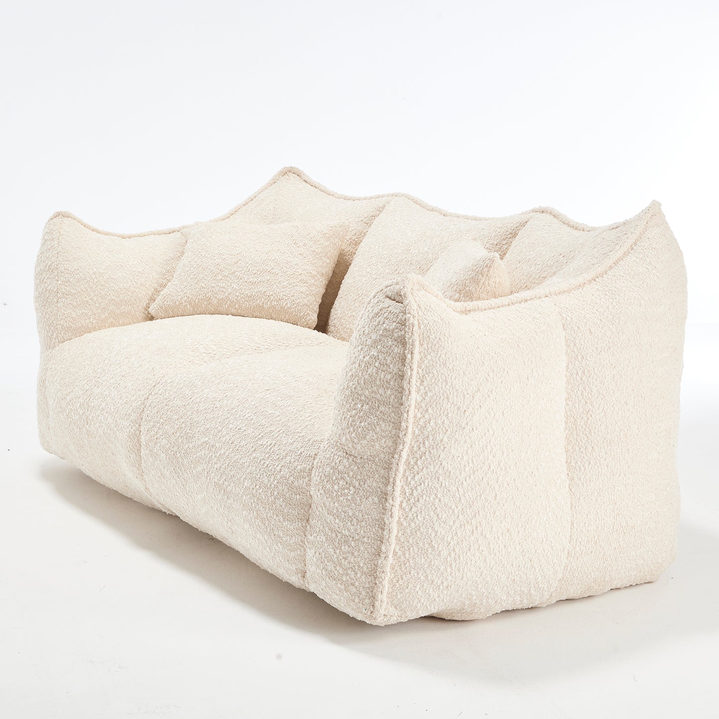Soft Chenille Beanbag Chair for Two - Beige Recliner Sofa