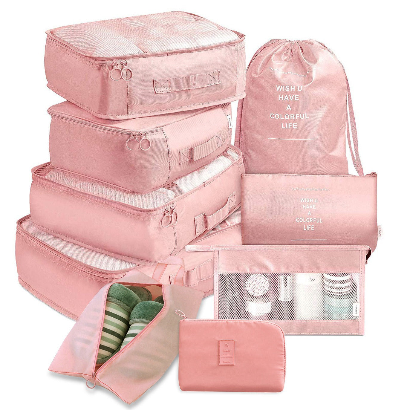 9-Piece Thickened Twill Travel Storage Bag Set for Shoes Clothes Toiletries