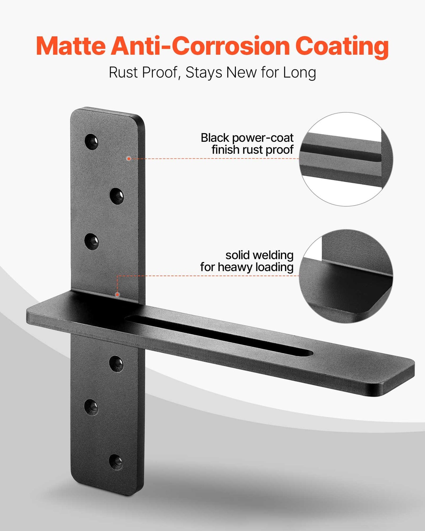Heavy Duty Floating Shelf Brackets 12 Inch Black Concealed Wall Support Set
