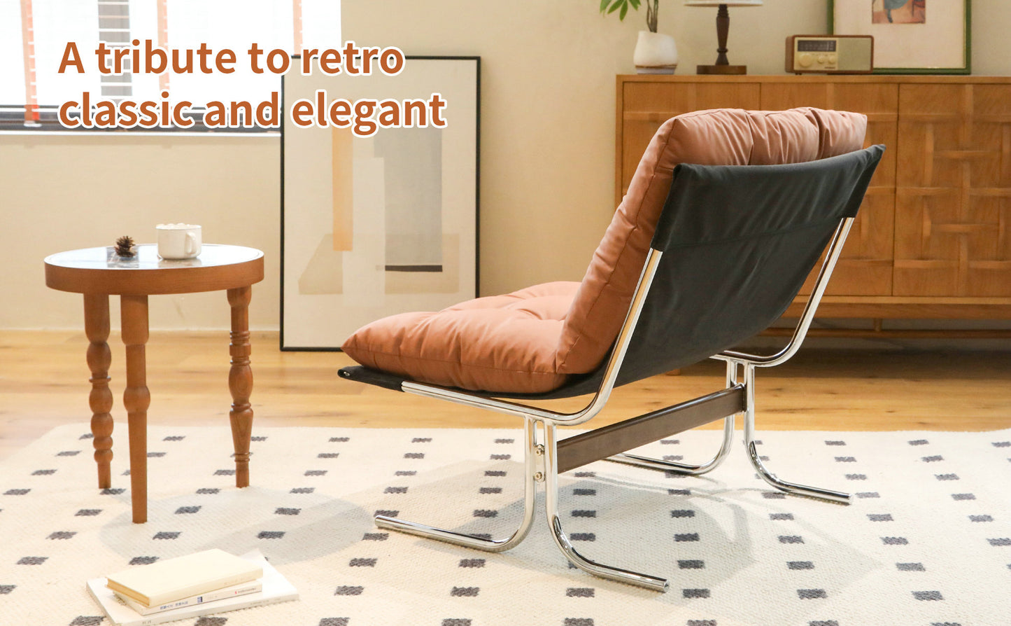 Modern High Back Leather Accent Chair - Brown