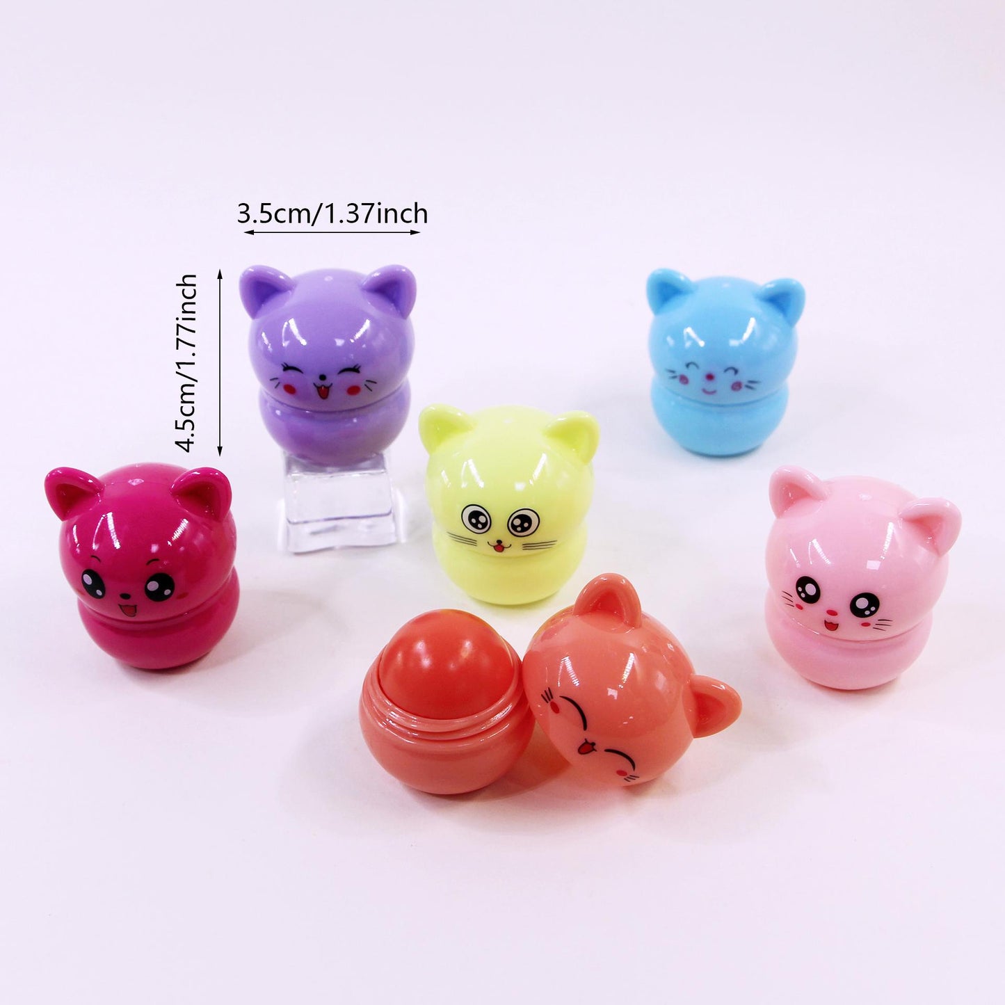 Colorful Kitten Lip Balm Set - 12-Piece Travel Size Moisturizing Lip Care
