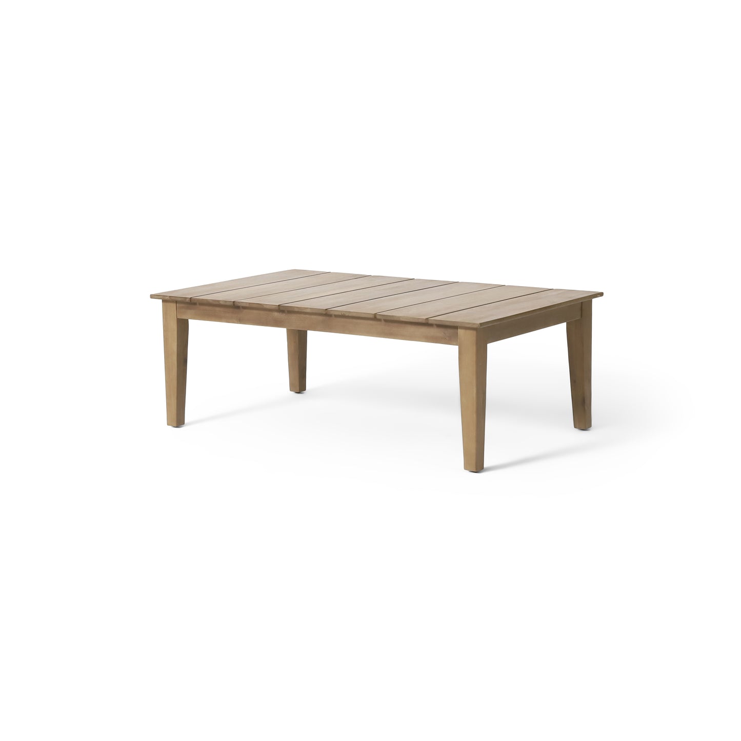 Acacia Wood Outdoor Coffee Table, Light Brown, 14 H X 23.5 W 39.5 L