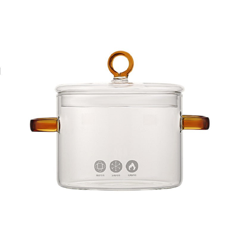 1500ml Borosilicate Glass Pot with Handle - Modern Kitchen Cooking Utensil
