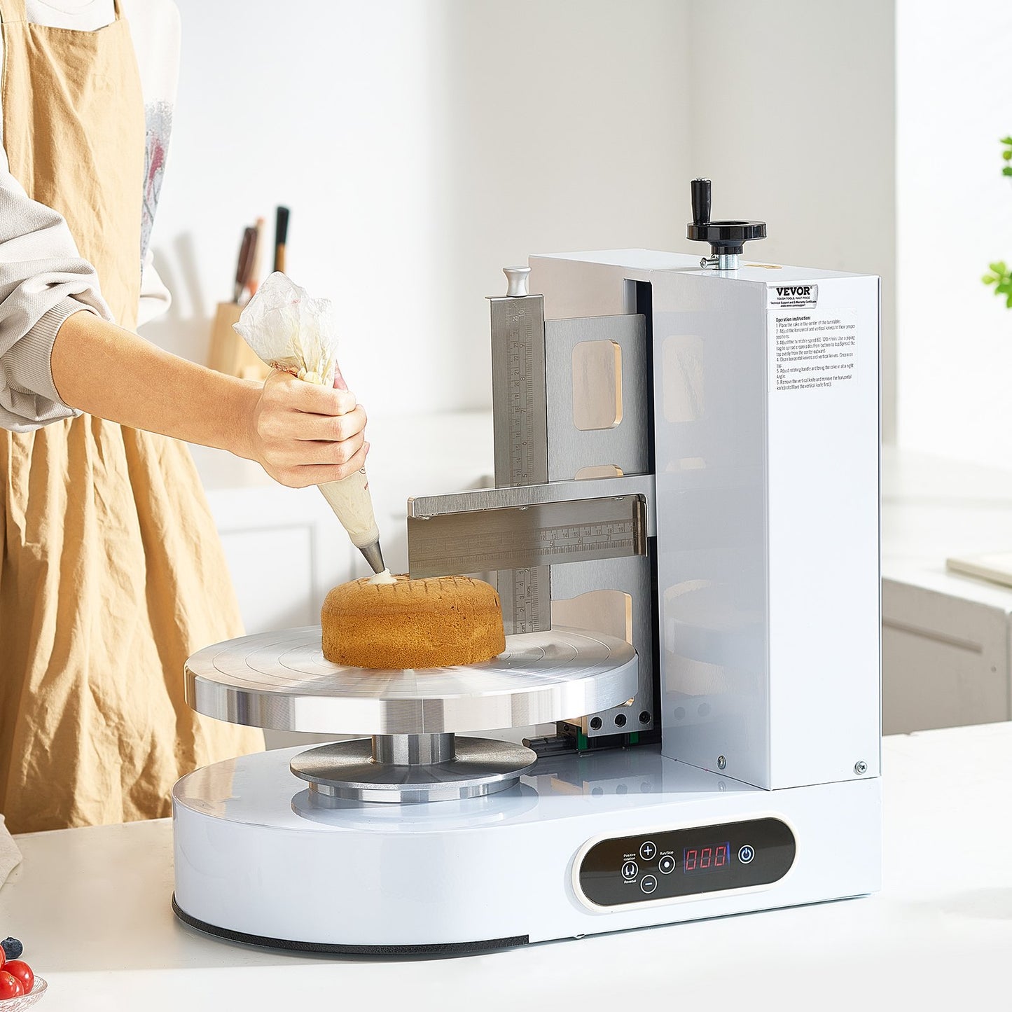 Cake Decorating Machine for 4-12 Inch Cakes - White, Adjustable Speed