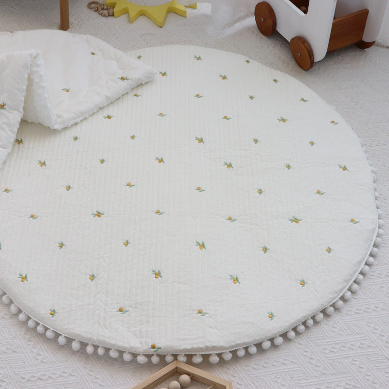 Kids Play Mat - Infant Floor Cushion with Colorful Embroidery, 80cm or 120cm