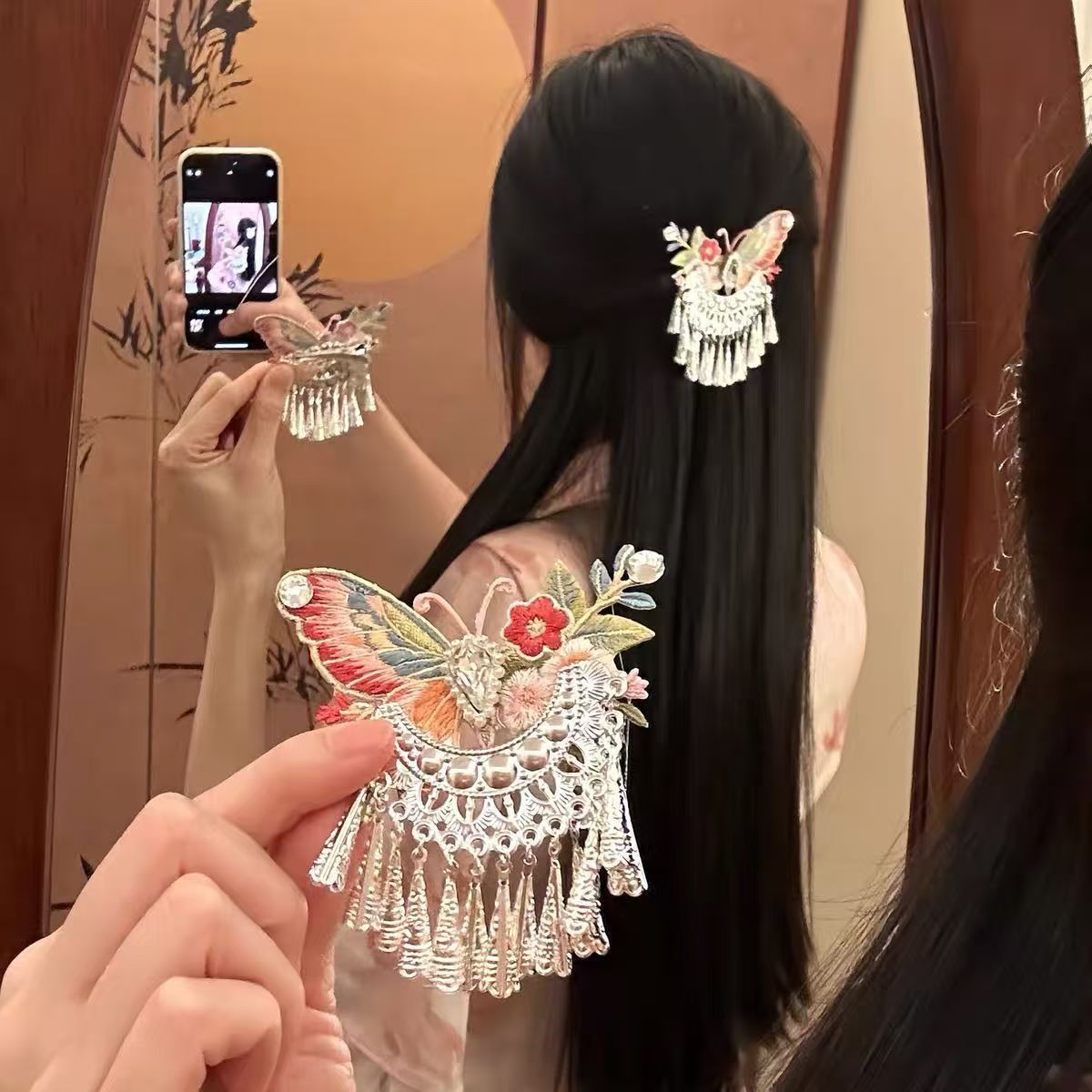 Large Butterfly Hair Clip Silk Flower Hair Accessory for Women
