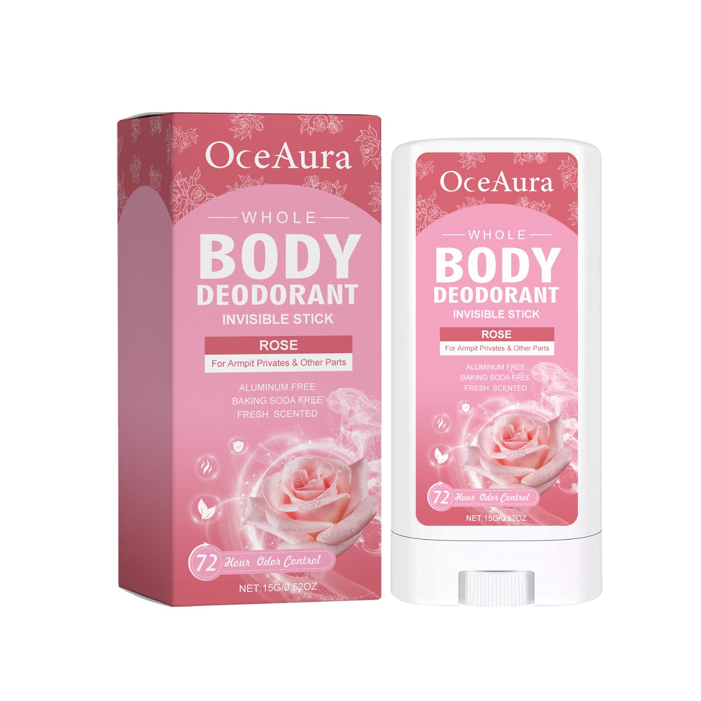 Natural Rose Body Deodorant Stick with Vitamin E & Avocado Oil