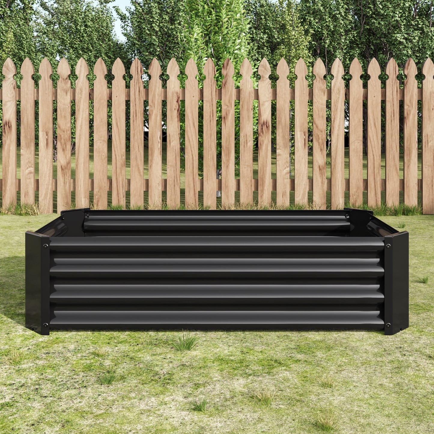 Metal Raised Garden Bed - 4'x2'x1' Rectangle Planter for Flowers, Vegetables, Herbs - Black