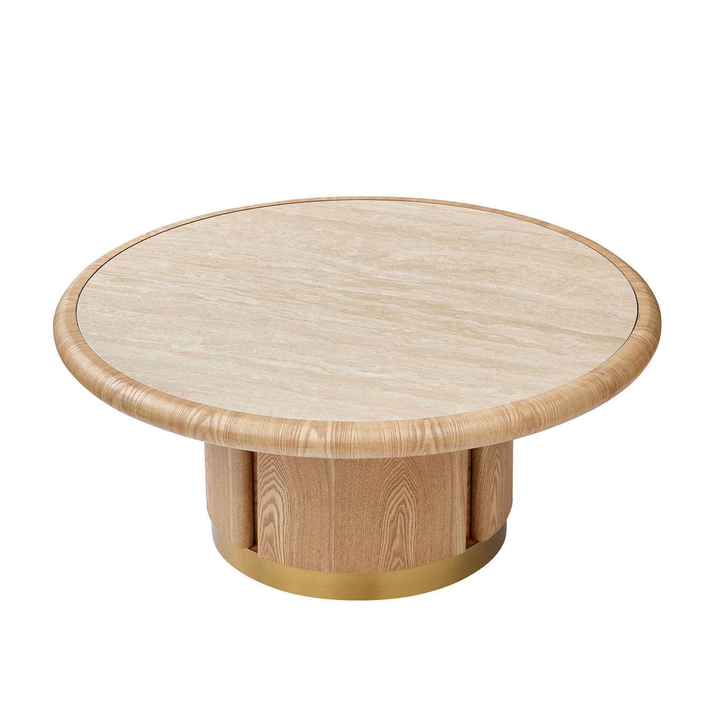 35.43-Inch Round Coffee Table with Sintered Stone Top - Natural
