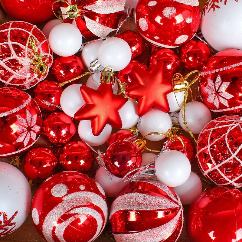 Christmas Tree Hanging Ornaments Set - Assorted Holiday Ball Decorations