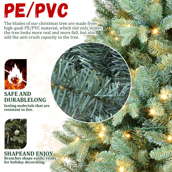 7.5ft Blue Green Tinted Artificial Christmas Tree - Hinged Design