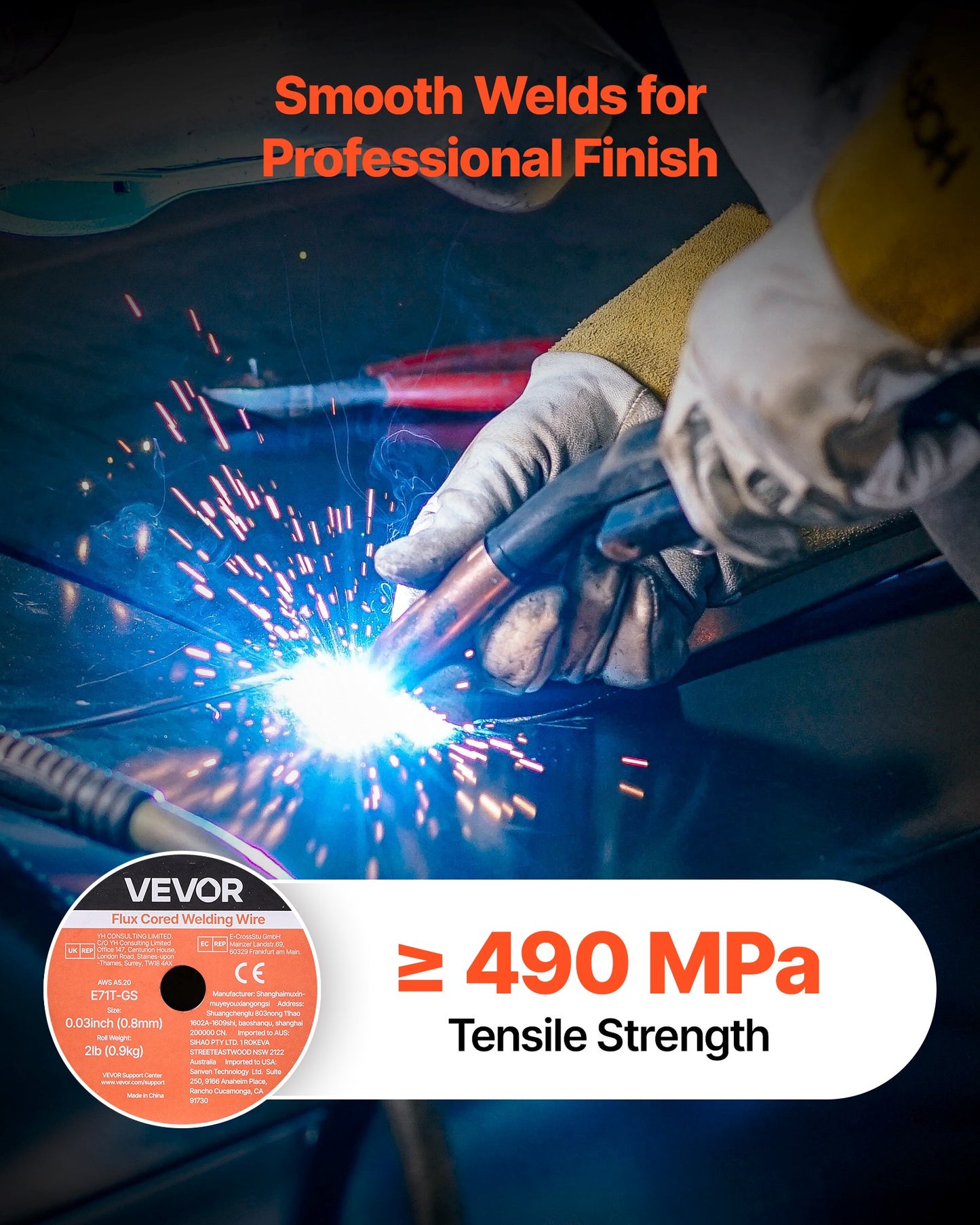 Flux Core MIG Welding Wire 0.03-inch Gasless for All Position Steel, Pack of 3