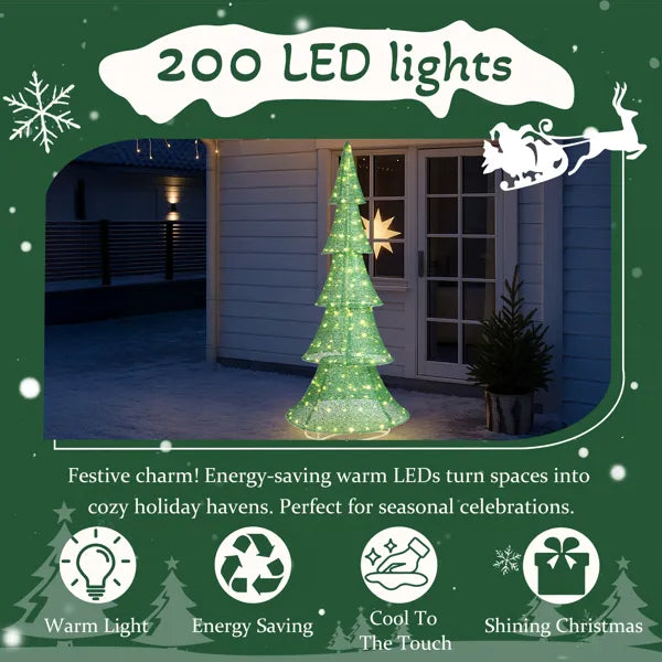 6FT Lighted Christmas Tree with 200 LED Warm White Lights