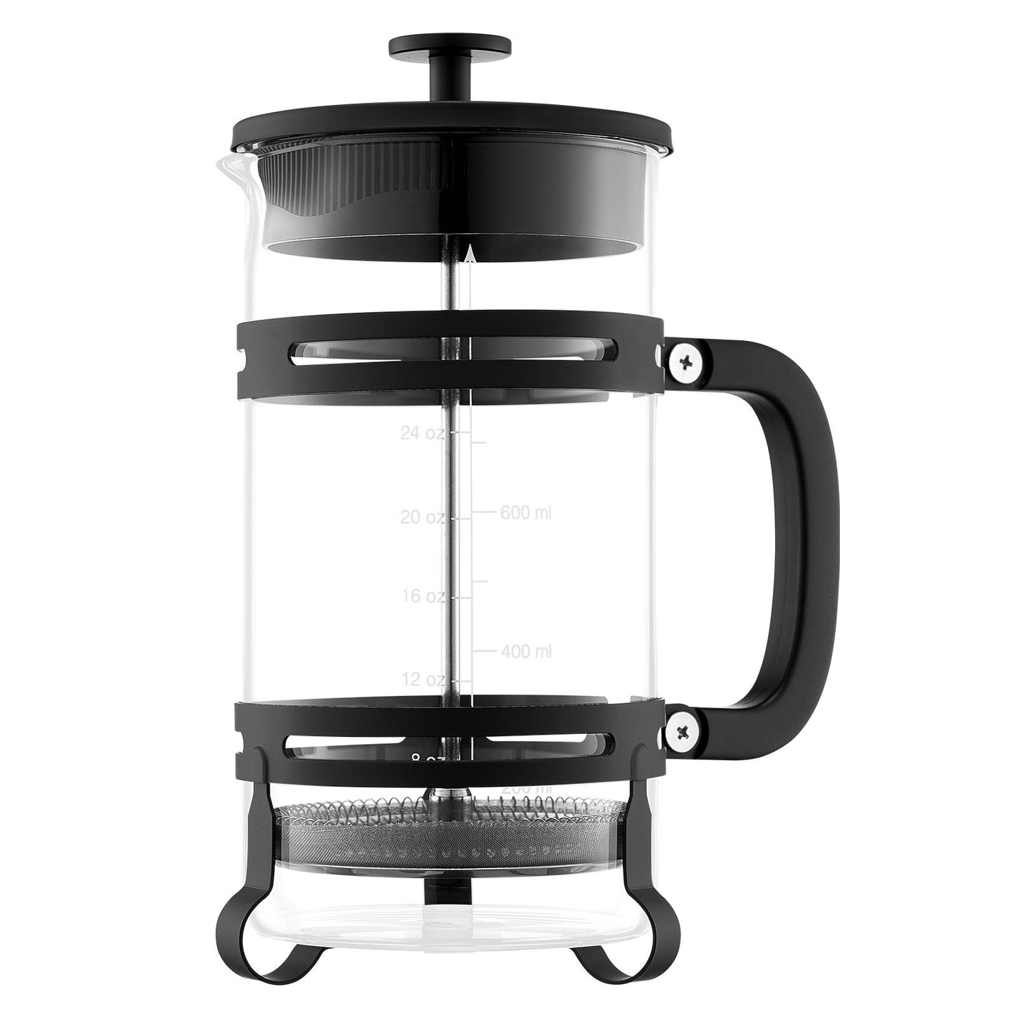 French Press Coffee Maker 34 Oz Borosilicate Glass Stainless Steel Filter - Silver