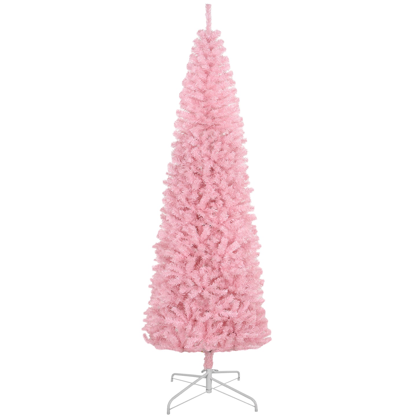 8' Tall Slim Pink Artificial Christmas Tree with 1168 Branch Tips